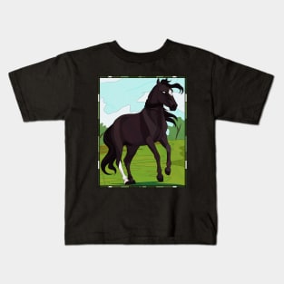 Black Beauty Stained Glass Art Kids T-Shirt